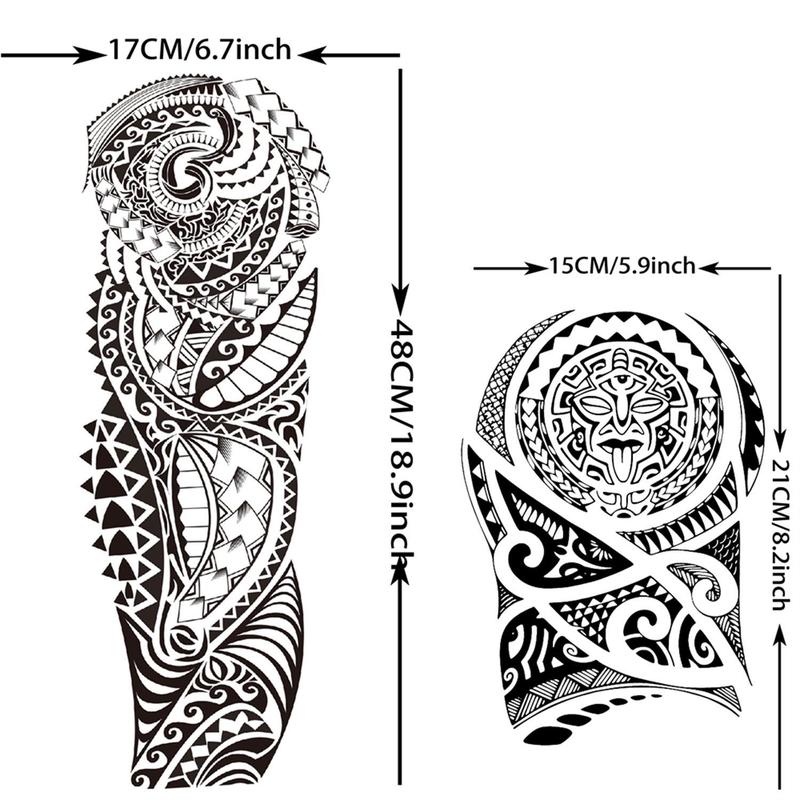 Maori Temporary Fake Tattoos Sticker, 11 Sheets Waterproof Long Lasting Tattoo Sticker, Body Art Decoration For Men & Women, Fake Tattoos Custom