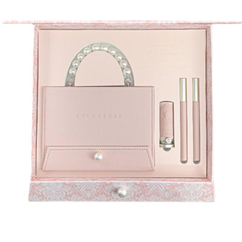 COLORROSE Valentine's Day Limited Edition Compact Cosmetic Set with Eyeshadow, Blush, Highlighter, and Strawberry Lipstick- Flawless Eyeliner Storage Silky Makeup Gift