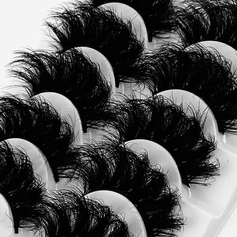 8D Curl & Fluffy False Eyelashes, 5 Pairs Natural Curling Wispy Strip Lashes for Women and Girls Eye Makeup