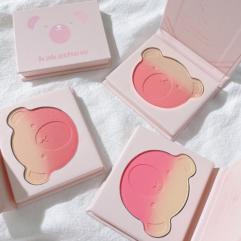 Gradient Blush Powder, Cute Bear Design Blush Palette, Facial Makeup Tools for Daily Use, Fine & Light Blush Palette, Gradient Design Facial Cosmetic, Christmas Gift