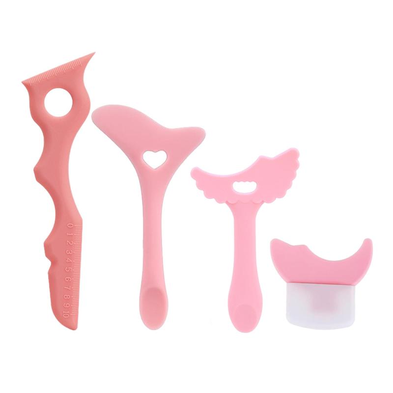 Silicone Multi-functional Eye Makeup Aid Tool, 4pcs set Eyelash & Eyebrow Shaping Tool, Professional Makeup Tools for Women