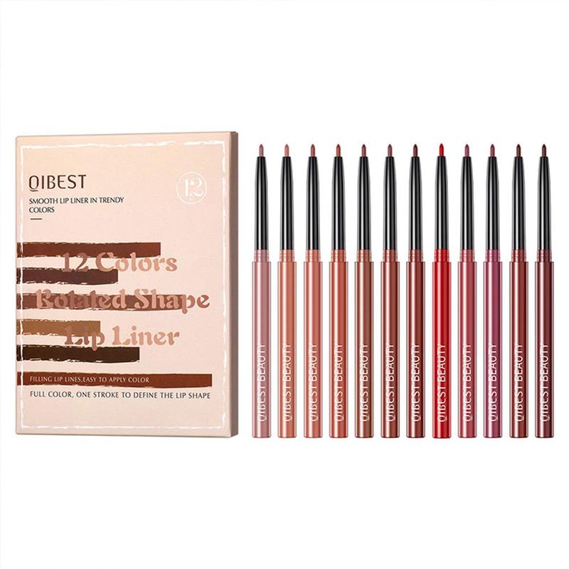 Long Lasting Matte Lip Liner Set, 12pcs box Lip Liner Pencil, Easy to Apply, Suitable for All Occasions Lip Makeup, Girls and Women Makeup Accessories