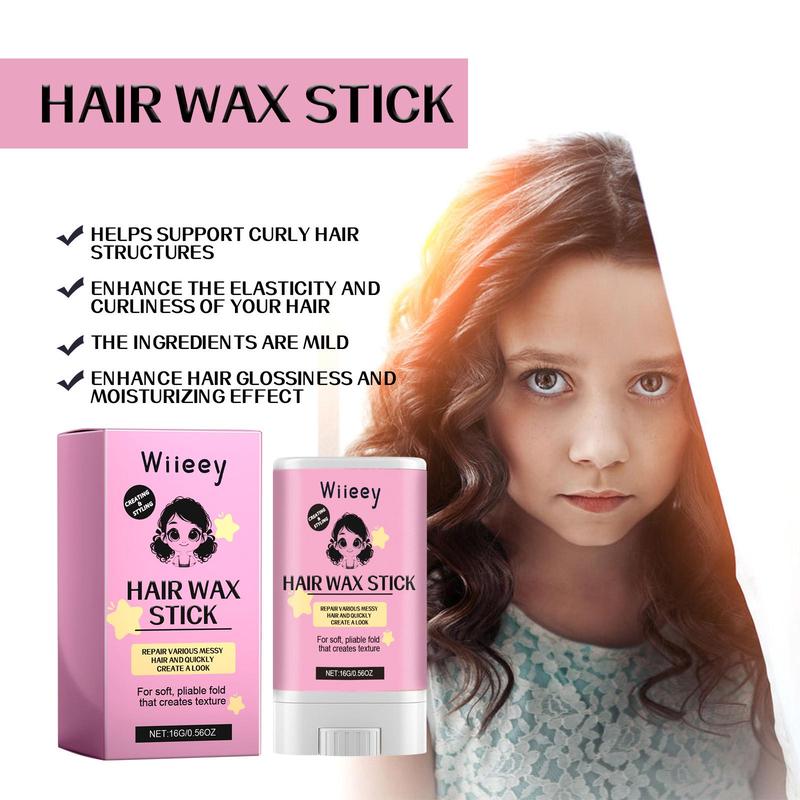 Portable Hair Styling Wax Stick for Kids, Natural Long Lasting Hair Styling Wax, Hair Styling Product for Women & Girls