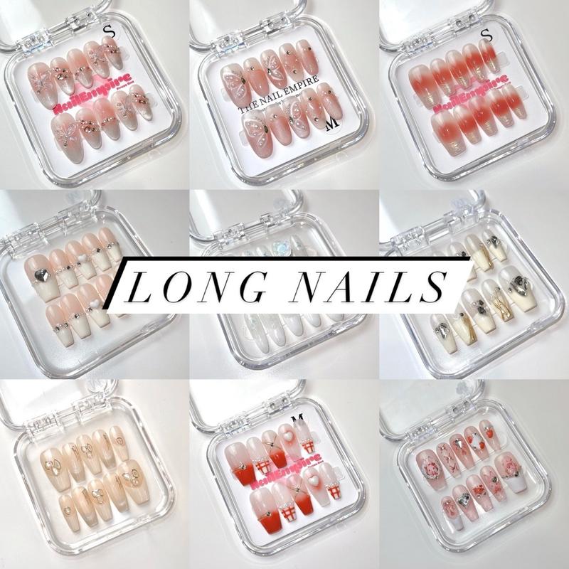 LONG NAILS The Nail Empire Handmade 3D Press On Nails | Alcohol Free Fragrance Free High Gloss Waterproof Long-lasting | Cute| Glossy | Reusable | Most Affordable | High Quality | Nail haven| Nail heaven|