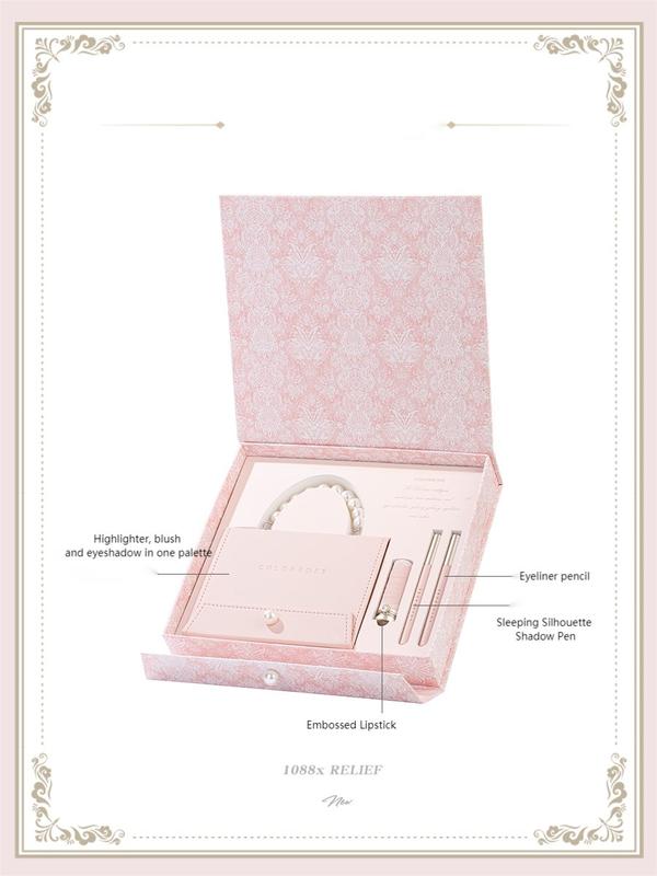 COLORROSE Valentine's Day Limited Edition Compact Cosmetic Set with Eyeshadow, Blush, Highlighter, and Strawberry Lipstick- Flawless Eyeliner Storage Silky Makeup Gift