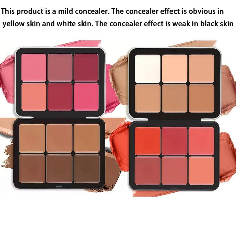 6 Color Cosmetic Concealer & 6 Color Blush Palette, Long Lasting Makeup Palette, Tinted Facial Contouring Makeup Products, Summer Gift, Girly Room Accessories Makeup