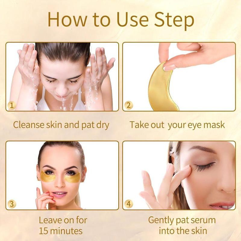 24k Gold Eye Mask, 1 Box 2 Boxes Moisturizing Firming Eye Care Mask, Reduces The Look Of Dark Circles, Eye Care Product for Women & Men Daily Use