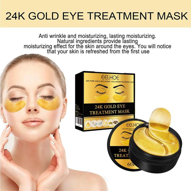 24k Gold Eye Mask, 1 Box 2 Boxes Moisturizing Firming Eye Care Mask, Reduces The Look Of Dark Circles, Eye Care Product for Women & Men Daily Use