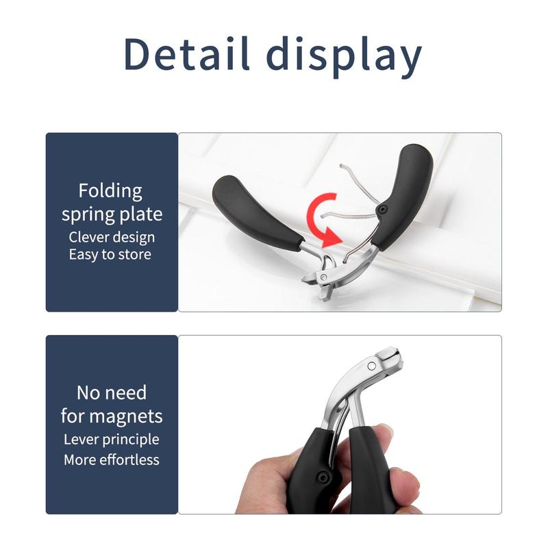 Stainless Steel Fingernail Clipper, Large Opening Nail Scissors for Thick Nails, Long Handle with Inclined Arc Blade, Precision Trimming for Men's Toenails