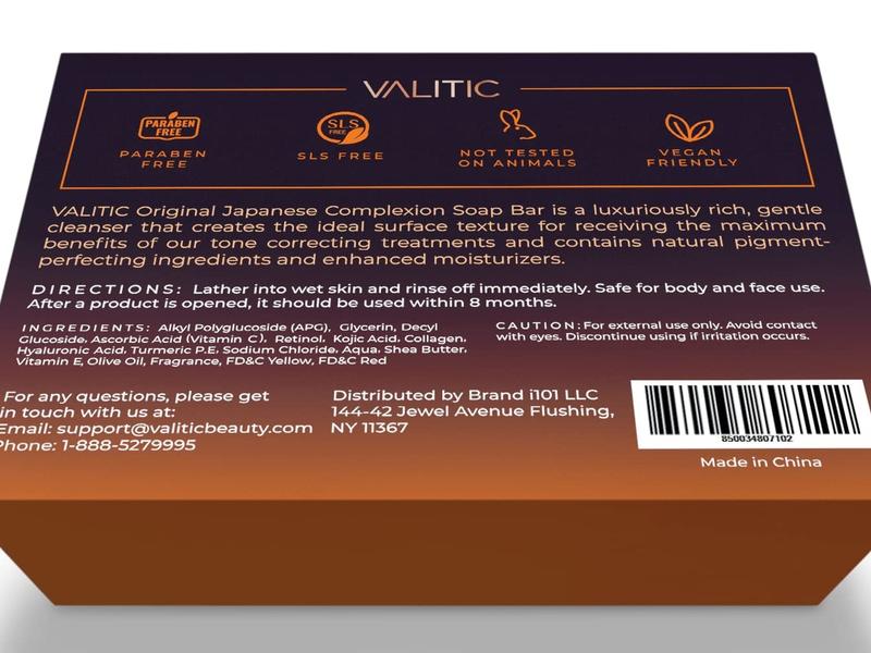 VALITIC Kojic Acid Dark Spot Remover Soap Bars with Vitamin C, Retinol, Collagen, Turmeric - Original Japanese Complex Infused with Hyaluronic Acid, Vitamin E, Shea Butter, Castile Olive Oil (2 Pack)