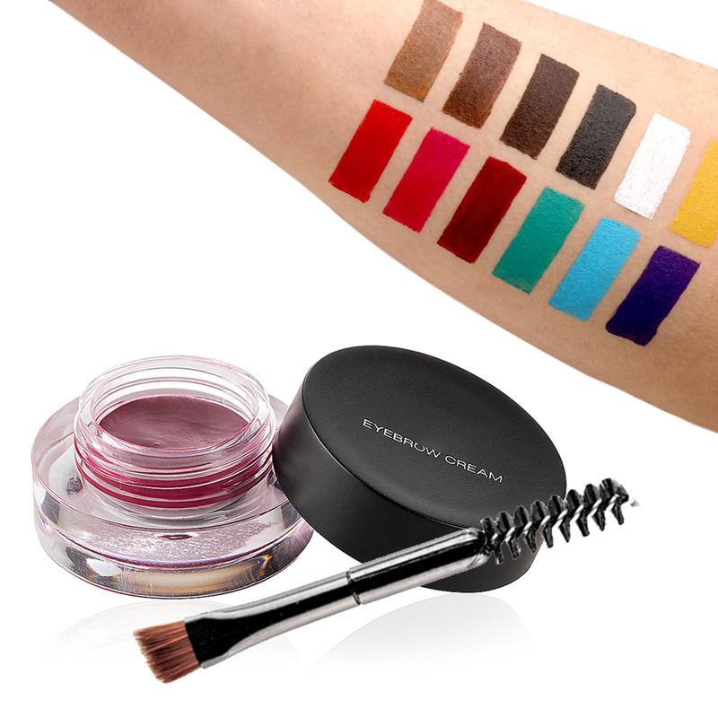 12 Colors Eyebrow Pomade Full-pigmented Long Lasting  Eyebrow Cream Gel Filling & Shaping Tinted Eyebrows Enhancers with Brush for Daily or Party (07 Bright Red)