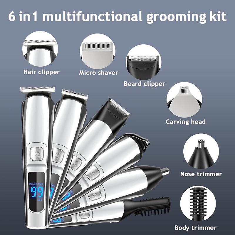 Cordless Hair Clipper Kit – Hair Trimmer for Men, Sharp Blades, LED Display, 15 Guide Combs, Travel