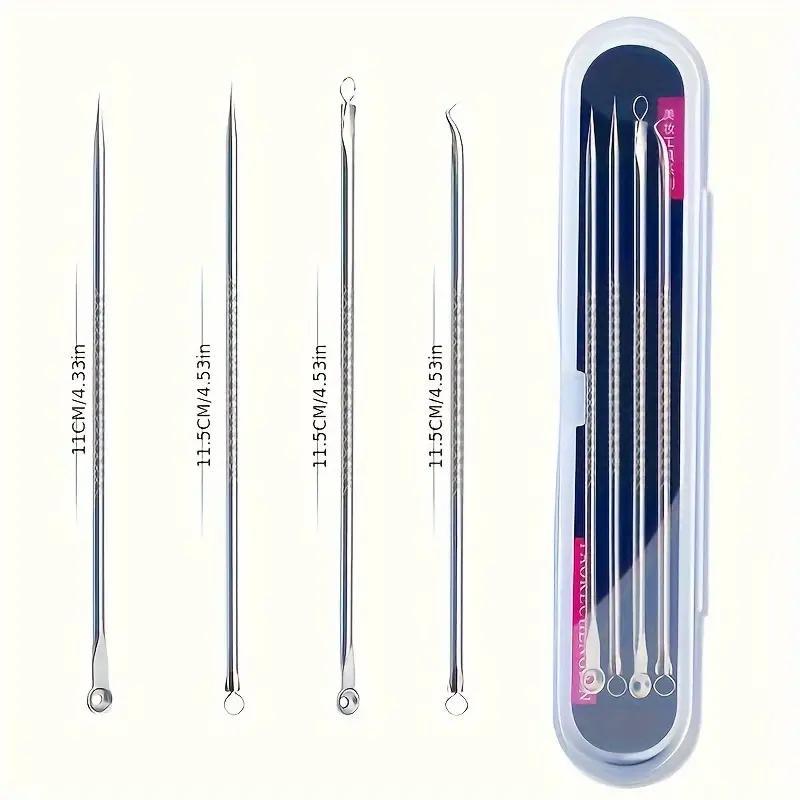 Blackhead Cleaning Tool Set, 4 Counts set Blackhead Extractor Tool with Accessories, Professional Skin Care Tool for Women & Men