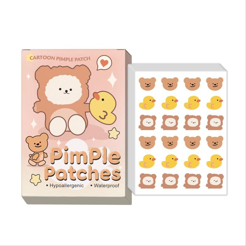 Cartoon Bear & Duck Shaped Acne Patches, 120pcs box Waterproof Hydrocolloid Acne Cover Patches, Face Acne Patches, Skin Care Products