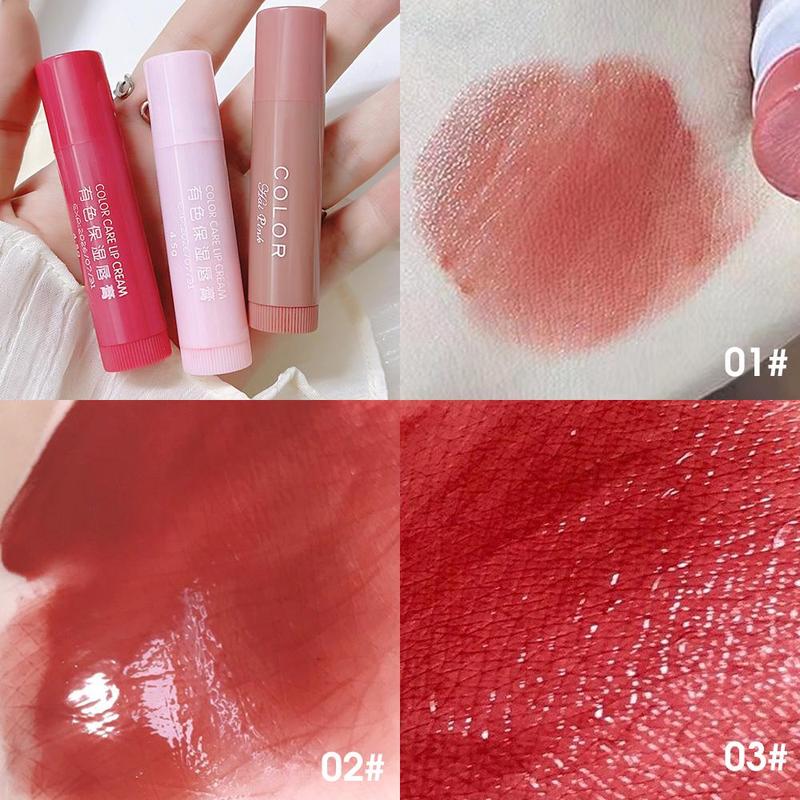 3pcs Moisturizing Lip Balm, Tinted Lip Care Lipstick, Lip Moisturizer Prevents Dry Cracks and Reduce Lip Wrinkles, Christmas Gift