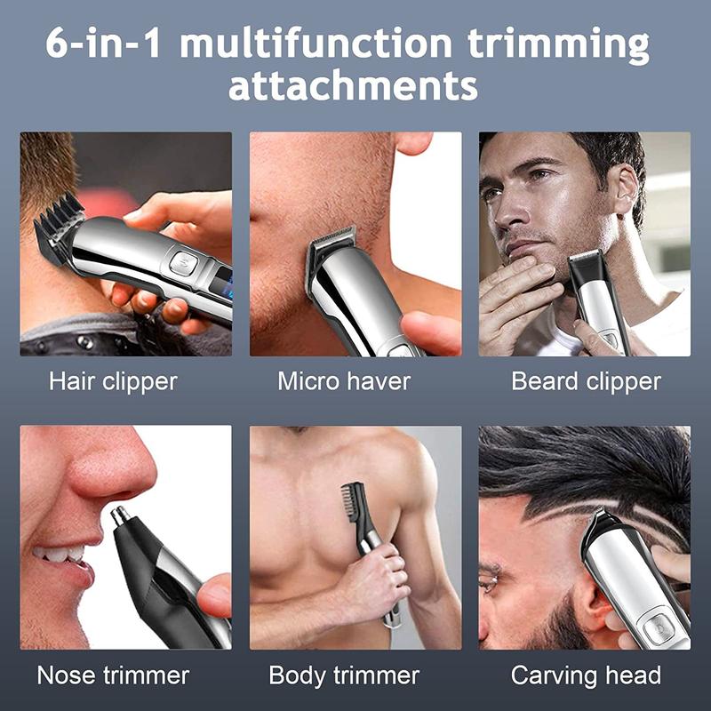 Cordless Hair Clipper Kit – Hair Trimmer for Men, Sharp Blades, LED Display, 15 Guide Combs, Travel