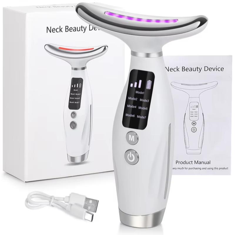 7 Modes Heat Vibration Massager, 1 Box Neck Massager, Neck Lifting & Firming Beauty Instrument, Professional Facial Beauty Massager for Women