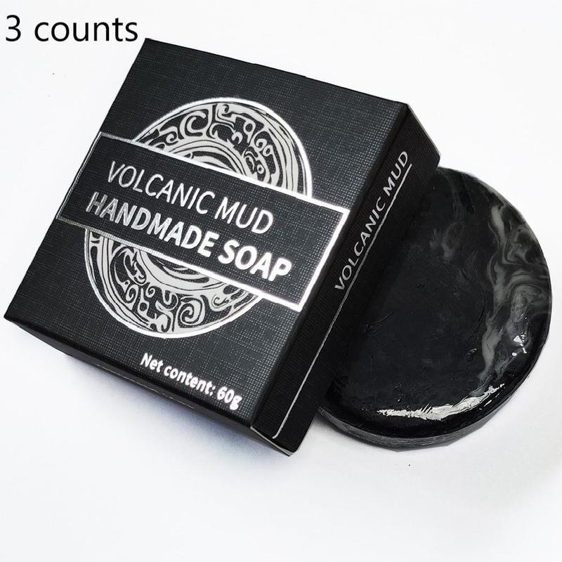 Coffee Volcanic Mud Handmade Soap, 3 Counts Deep Cleansing & Nourishing Soap Bar, Body Wash & Soap for Men & Women