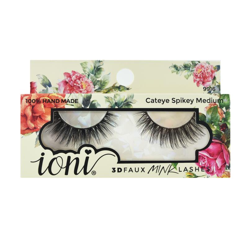 (12 Pairs) Ioni Cateye Spikey Medium Lashes - 3D Faux Mink