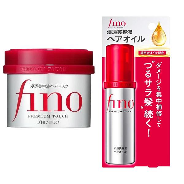 FINO Premium Touch Hair Essence Mask 230g x Shiseido Fino Premium Touch Essnce Hair Oil 70ml (2 Pack)