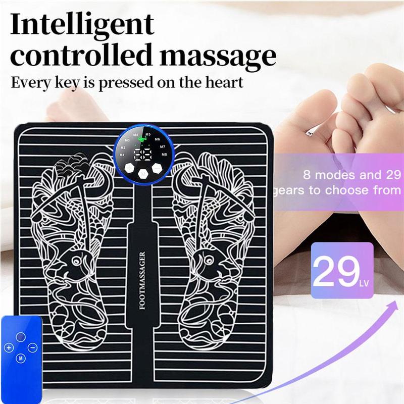 Portable Foldable Foot Massager, 1 Set 8 Modes 29 Gear Foot Massage Pad, Plantar Muscle Massage Stimulator, Foot Massage Machine for Home & Travel