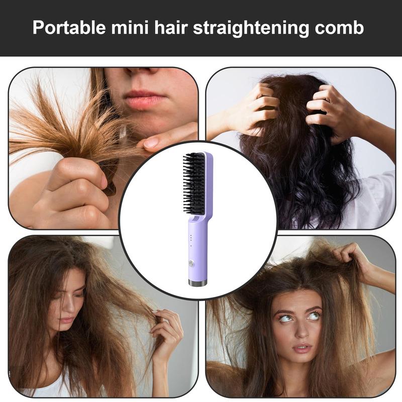 2024 Portable Cordless Hair Straightener Brush,Women Straightening Brush with Negative Ion USB Rechargeable, Hot Comb Hair Straightener for Travel,Household,Gift electric  comb