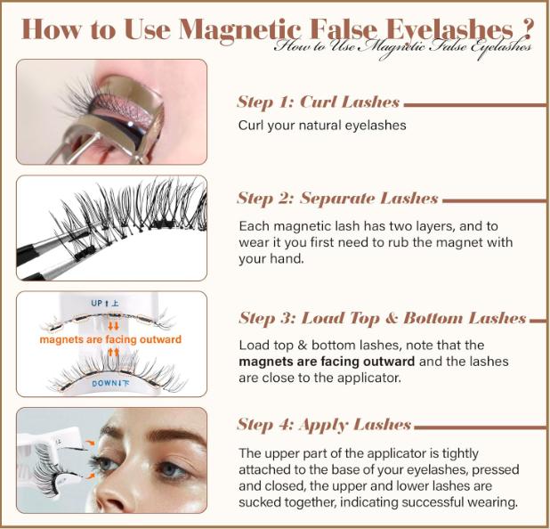 Magnetic Eyelashes Natural Look, Reusable Magnetic Lashes with Applicator, 2 Pairs Magnetic Eyelashes without Eyeliner, Wispy Eyelashes Magnetic Lashes No Glue Needed