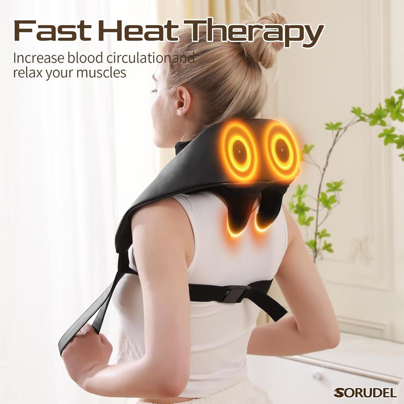 Neck Massager Roller with Heat Shiatsu Deep Tissue Kneading Massager Neck and Back Massager Gift for Mom Dad Christmas Black