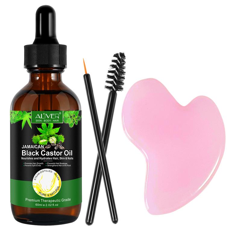 ALIVER  Castor Oil with Gua Sha Tool for Skin and Body Care (60ml)