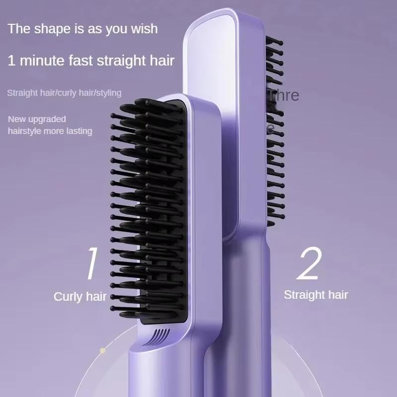 2024 Portable Cordless Hair Straightener Brush,Women Straightening Brush with Negative Ion USB Rechargeable, Hot Comb Hair Straightener for Travel,Household,Gift electric  comb