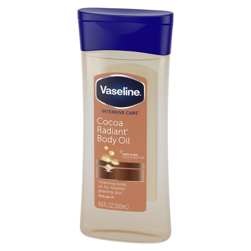 Vaseline Intensive Care Radiant Body Oil Gel with Cocoa Butter for Dry Skin, 6.8 fl oz