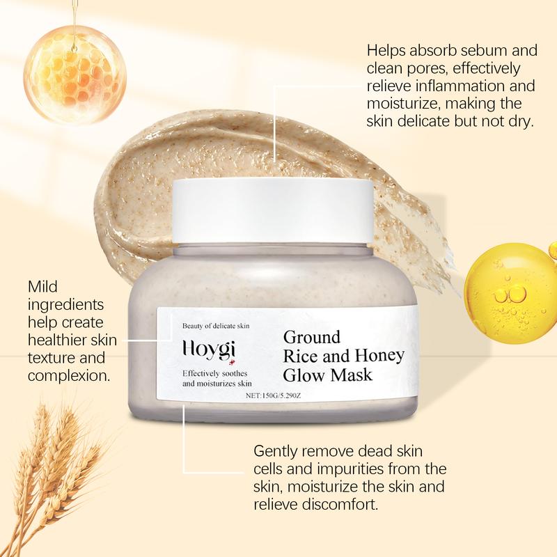 1pcs- HOYGI Ground Rice and Honey Glow Mask - Pore Sebum Care for Dry Sensitive Skin Korean Skin Care, Pore Sebum Care for Dry Sensitive Skin Korean Skin Care Rice & Honey Wash-Off Mask Wash-Off Mask, Cleansing Pore Glowing