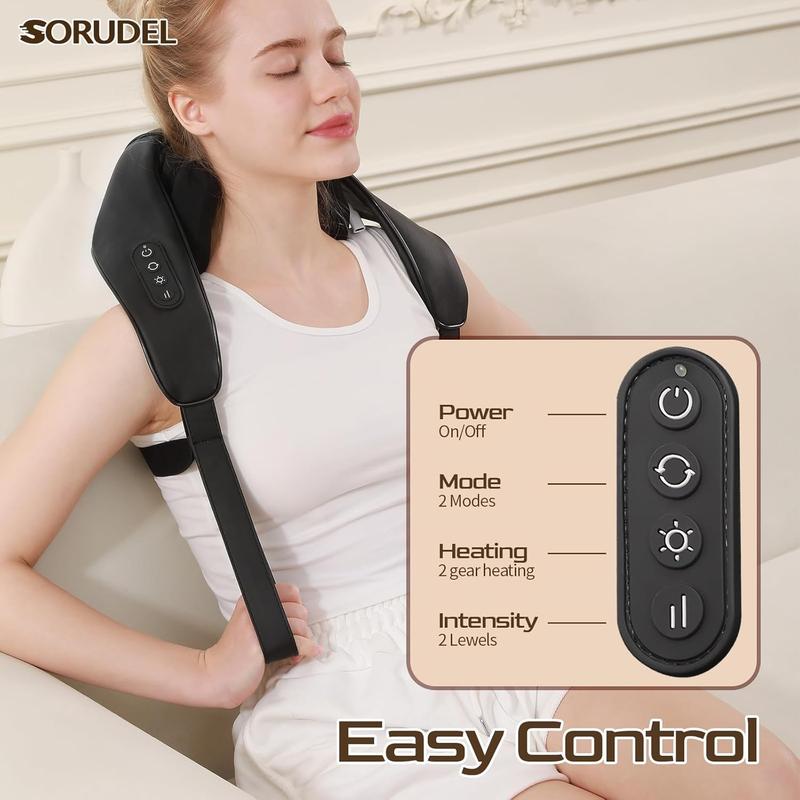 Neck Massager Roller with Heat Shiatsu Deep Tissue Kneading Massager Neck and Back Massager Gift for Mom Dad Christmas Black