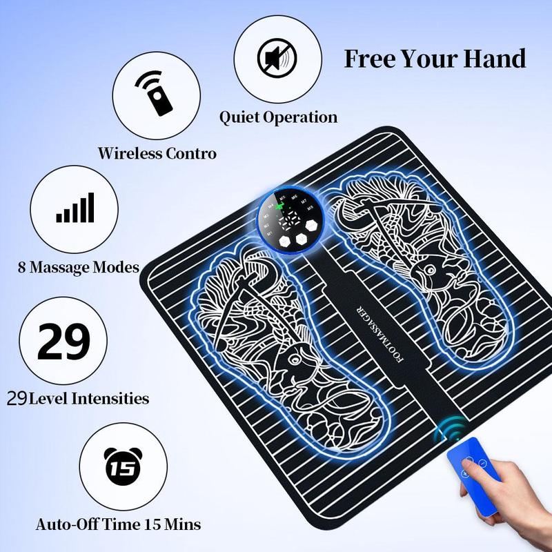 Portable Foldable Foot Massager, 1 Set 8 Modes 29 Gear Foot Massage Pad, Plantar Muscle Massage Stimulator, Foot Massage Machine for Home & Travel