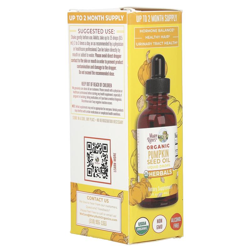 MaryRuth's Organic Pumpkin Seed Oil Liquid Drops, Alcohol Free, 1 fl oz (30 ml)