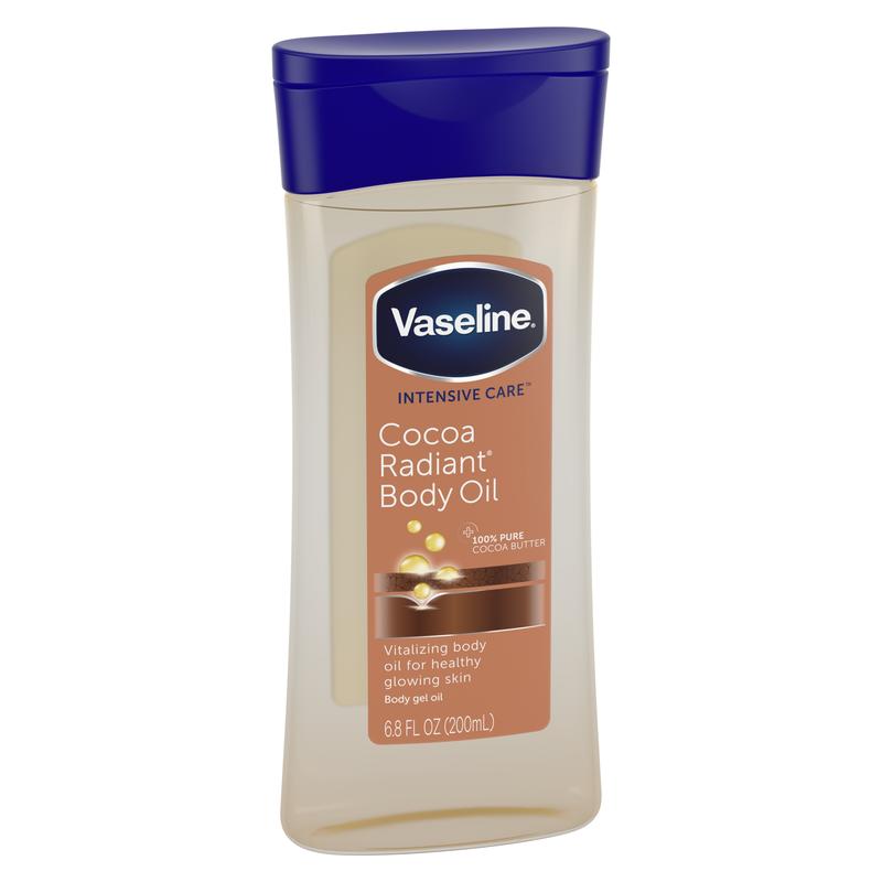 Vaseline Intensive Care Radiant Body Oil Gel with Cocoa Butter for Dry Skin, 6.8 fl oz