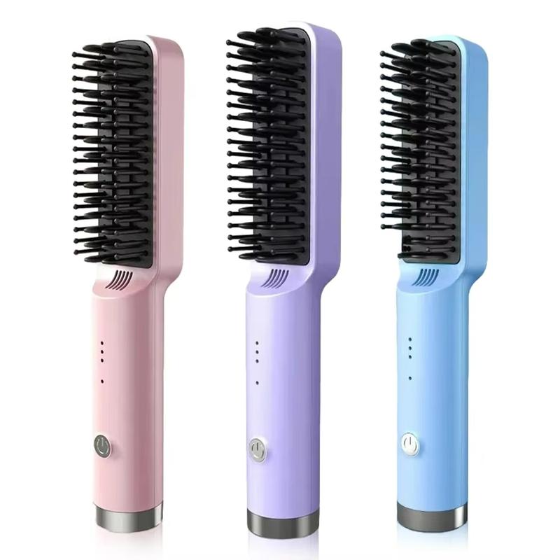 2024 Portable Cordless Hair Straightener Brush,Women Straightening Brush with Negative Ion USB Rechargeable, Hot Comb Hair Straightener for Travel,Household,Gift electric  comb