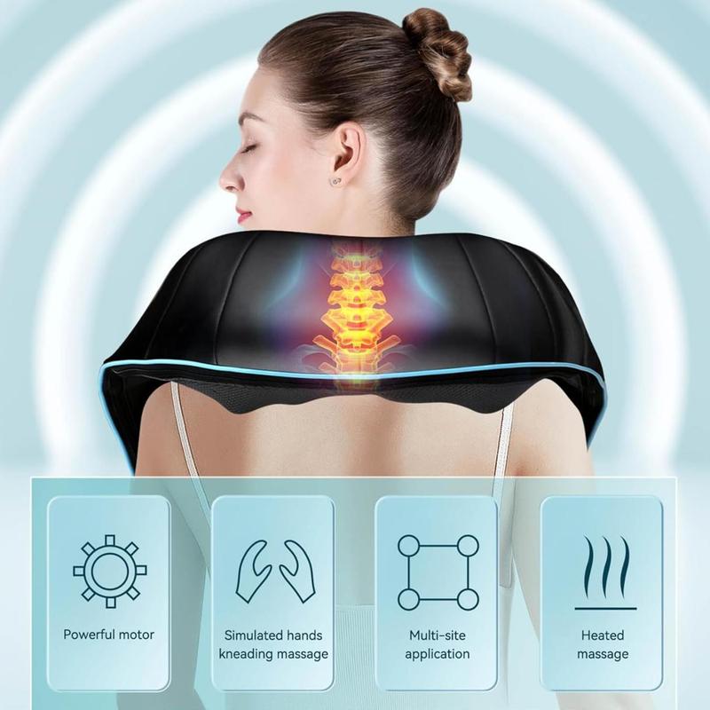 Cordless Back & Shoulder & Neck Massager, 1 Box Electric Deep Tissue Kneading Massage with Heat, Heartfelt Gift, Personal Care Appliances,  Comfort  Body Massager, Back Massager, Massage Machine