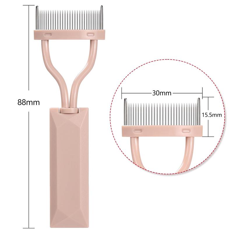 Naked Pink Eyelash Comb Separator with Cover - Arc Design Lash Definer Comb Makeup Mascara Applicator - Eye Cosmetic Brush Tool