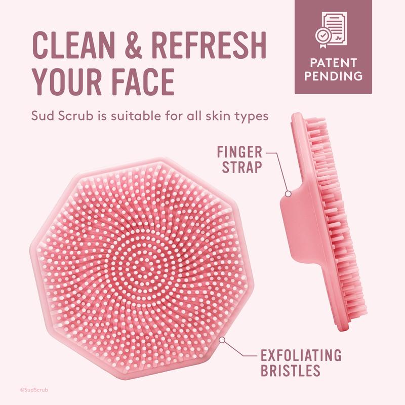 Sud Scrub Face Scrubber, Antimicrobial Silicone Face Scrubber, Gentle Exfoliator for Sensitive Skin & Acne, Facial Cleansing Brush for Clear Skin