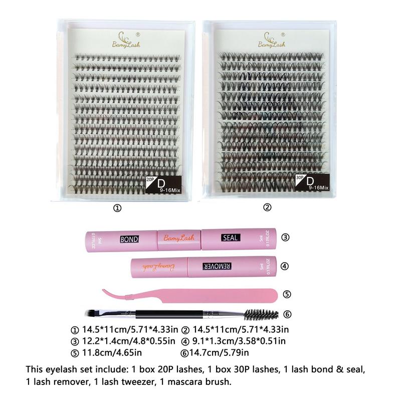 Curling Segmented False Eyelashes Kit, 1 Set Fluffy Cluster Lashes with Eyelash Glue & Tweezers & Remover & Brush, Natural Look Eyelash Extensions Set