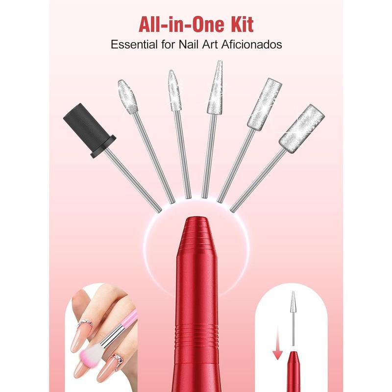 Professional Nail Drill Nail Filer Electric Set for Acrylic Nail Kit, Portable 20000 RPM USB Electric Nail Drill Polishing Manicure Tools for Beginners with Everything