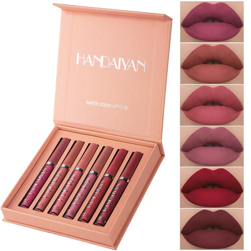 HANDAIYAN Lip makeup, professional makeup, moisturizing, perfect for all occasions, 6 lip gloss gift boxes Color Lipstick