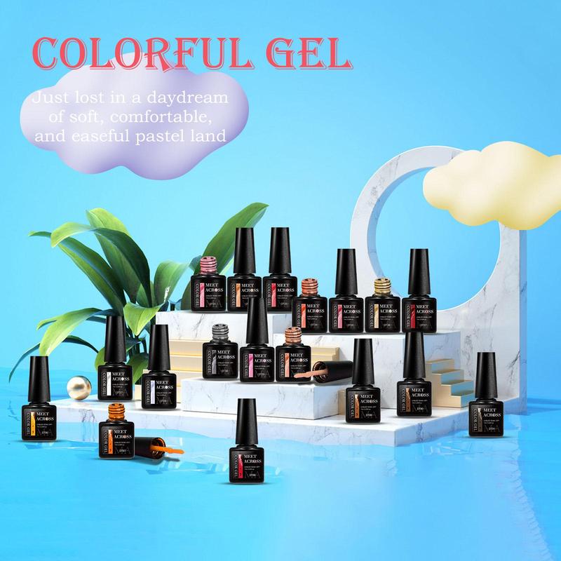 Colorful Jelly Amber Gel Nail Polish Set, 18pcs set Colorful Crystal Translucent Nail Art Gel, Semi Permanent UV Gel Polish Varnish, Christmas Gift