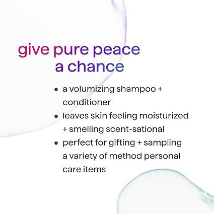 Method Body Wash and Hair Care Gift Set, Pure Peace, 3.4 oz Travel Size Bottles