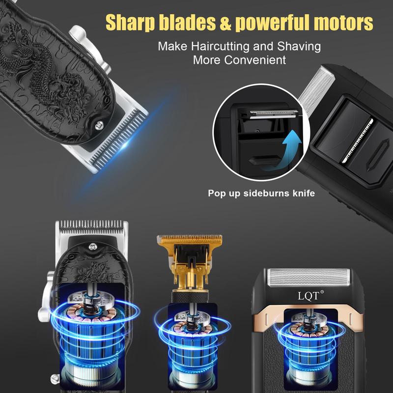 Rechargeable Hair Clipper Kit, 1 Set Electric Hair Trimmer Kit, Professional Hair Clipper Set, Hair Cutting Machines, Hair Trimmer for Men & Barber & Stylist, Barber Clippers, Barber Kit