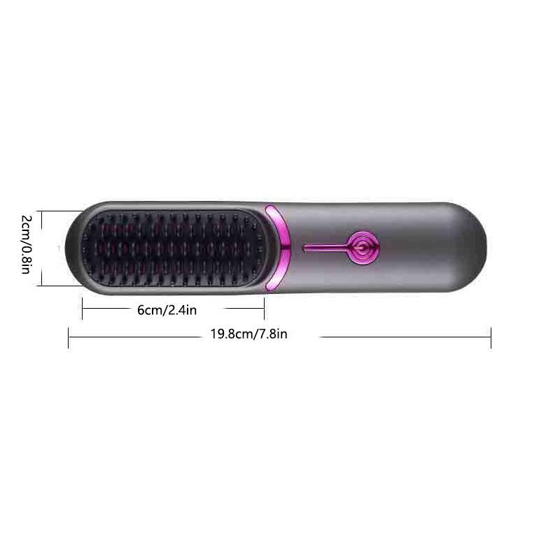 Cordless Negative Ion Hair Straightener Brush, USB Rechargeable Fast Heating Straightening Brush, Lightweight for Travel