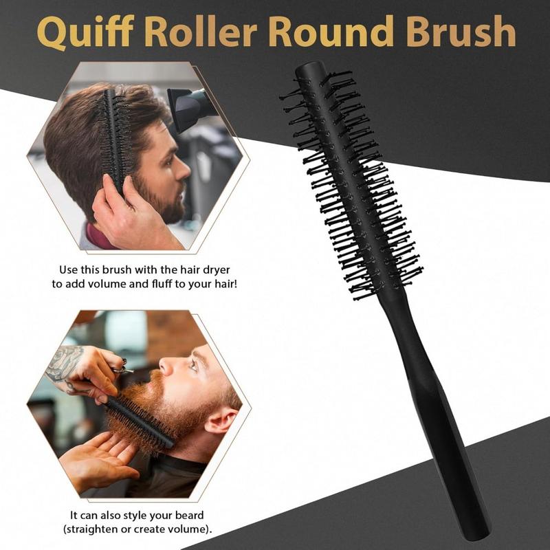 7Pcs Men's Hair Styling Set: Vent Brush, Round Brush, Wide-tooth Comb, Texture Comb for Blow Drying, Detangling, Grooming, and Hairdressing