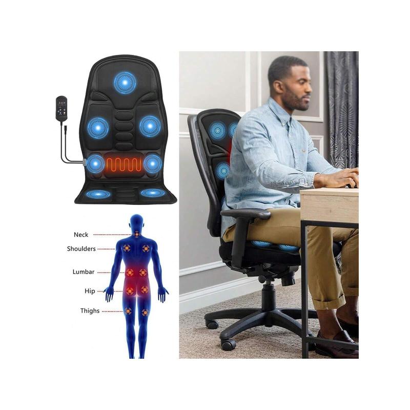 Dazone Massage Seat Cushion Pad, 8 Modes Electric Heated Back Neck Leg Full Body Massager Chair Pad For Car, Home, Office