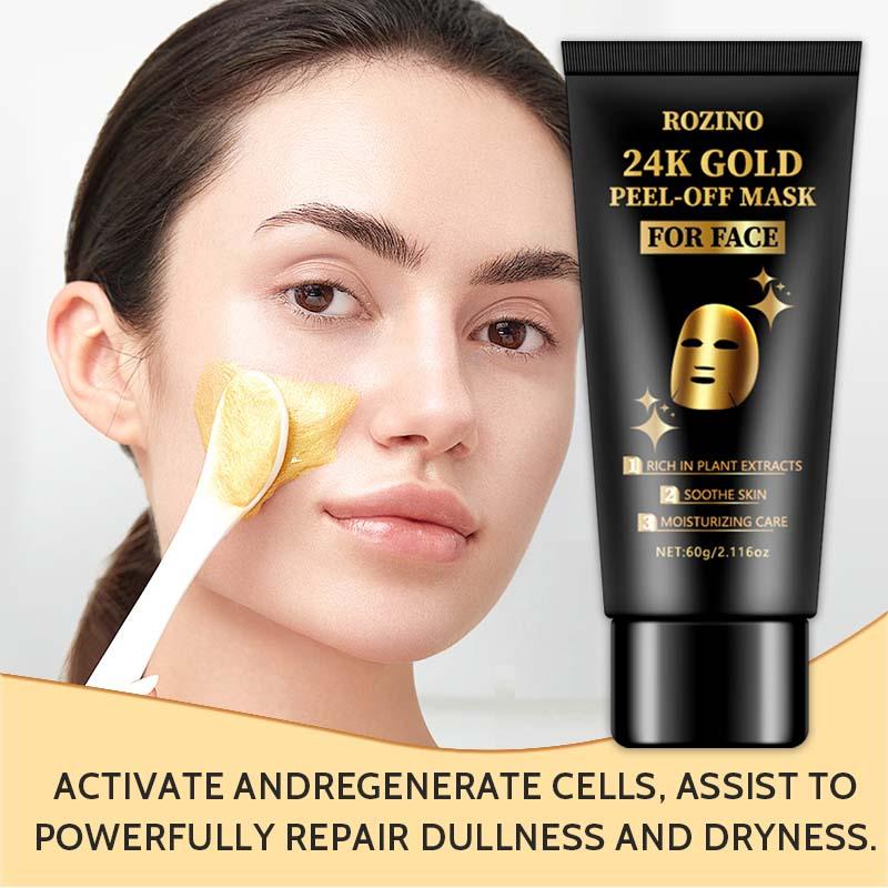 24k Gold Peel Off Mask, 1 Box Deep Cleansing & Nourishing Face Mask, Moisturizing Face Mask, Face Care Product for Women & Men